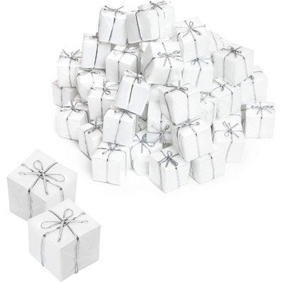 Juvale 72 Pack Mini Christmas Decorations, Small Rustic Present Boxes (White, 1.15 in)