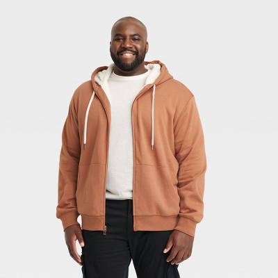 Men's Big & Tall High-pile Fleece Lined Hooded Zip-up Sweatshirt - Goodfellow  & Co™ Brown Mt : Target