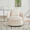 30" Chenille Swivel Barrel Accent Chair with Pillow, 360° Modern Lounge Armchair for Living Room Bedroom-3irtyhousy - 3 of 4