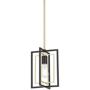 Possini Euro Design Nima Black Gold Mini Pendant Light 8" Wide Modern Open Rectangle Metal Fixture for Dining Room Kitchen Island - 1 of 4