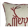 Gulches "Merry Christmas & Happy New Year" Throw Pillow,20x20 Linen Look with Gold Accents & Insert,Mantel Decor with Holly & Bells - 4 of 4