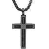 Steeltime 24" Men's black ip stainless steel spring inlay cross pendant - 2 of 4