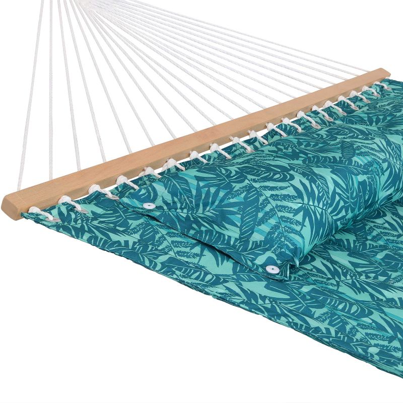 Sunnydaze 2-Person Quilted Printed Fabric Spreader Bar Hammock/Pillow with S Hooks and Hanging Chains - 450 lb Weight Capacity, 4 of 10