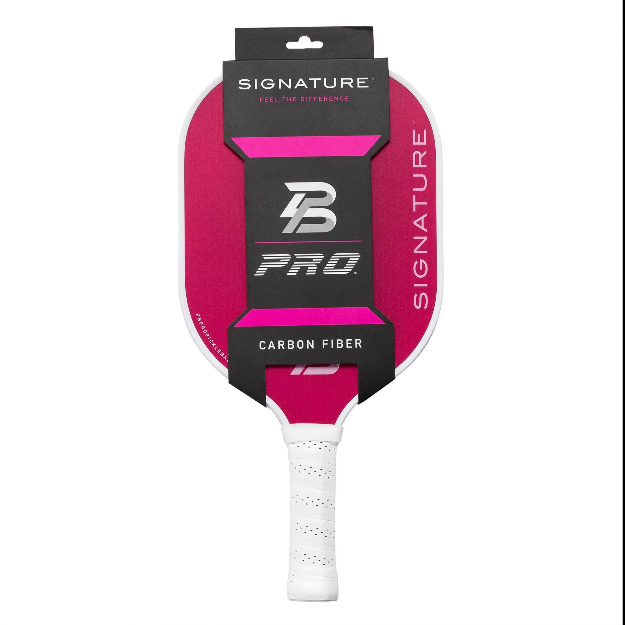 PBPRO Signature Carbon Fiber Pickleball Paddle - Pink: Polypropylene Core, 4-1/4" Grip