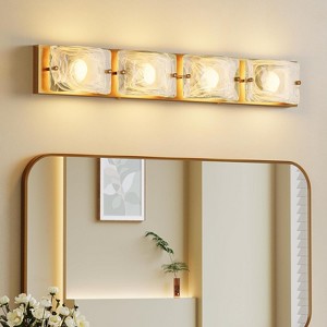 Tribesigns 4 Tiles Cloud Glass Gold Copper Bathroom Vanity Light, LED Modern Bathroom Wall Lighting - 1 of 4