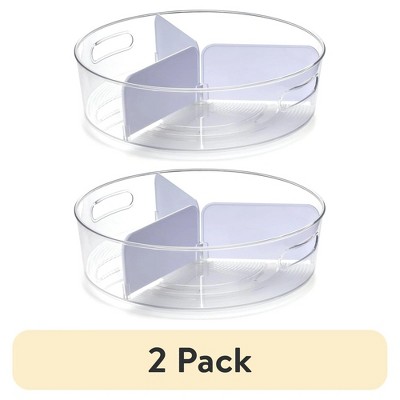 LunaLulinlk (2 pack)Clear Lazy Susan Turntable with Removable Dividers