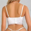 Clotth Women's Sheer Lace Push-Up Corset Set - Cute Floral Lace Lingerie with Stocking Clips, Underwire Bra and Thong Set - 2 of 4
