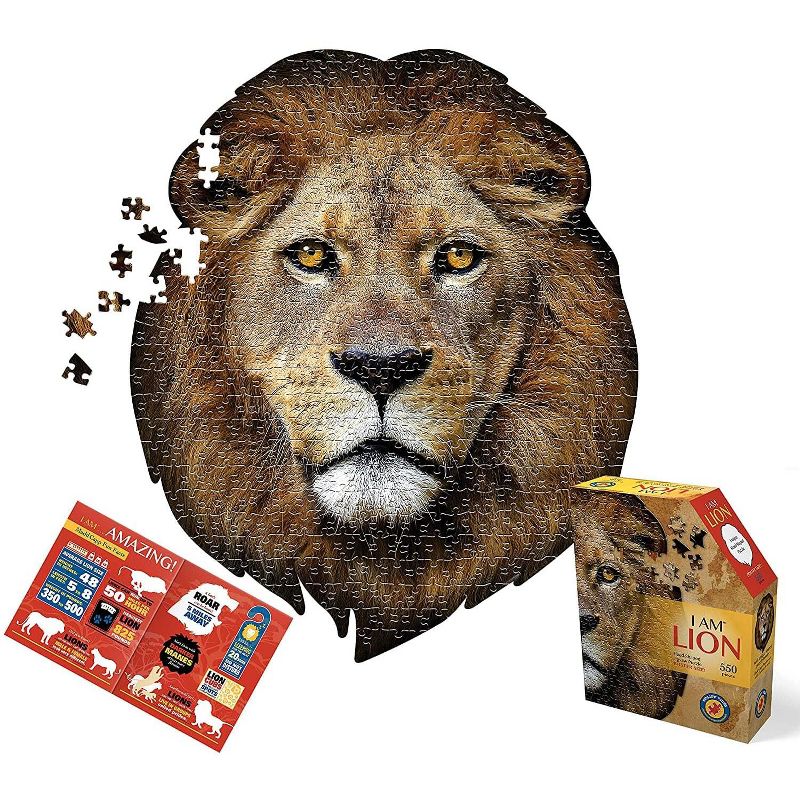 Madd Capp Games I AM Lion 550 Piece Animal Head-Shaped Jigsaw Puzzle, 1 of 7