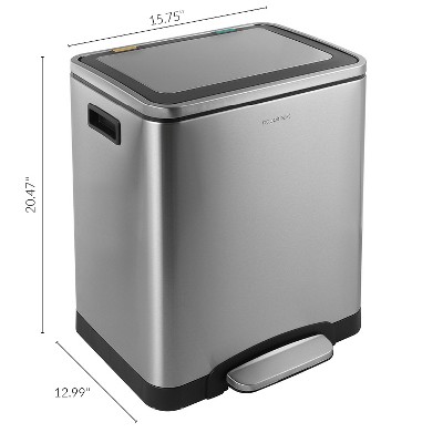 Elmo 8-Gallon Brushed Stainless Steel Kitchen Step Trash Can