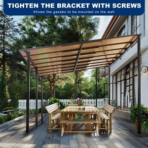 10' x 10' Outdoor Pergola Gazebo,Wall-Mounted Lean to Metal Awning Gazebo with Roof,Large Heavy Duty for Patio,Decks,Backyard - 1 of 4