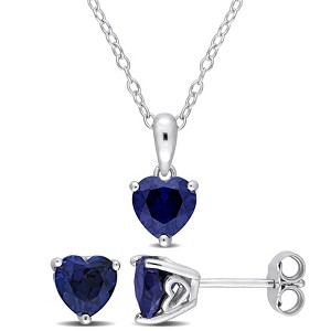 EVERLY JEWELRY | Sterling Silver Created Gemstone and Multiple Gemstones 2-Piece Set of Pendant with Chain and Earrings. - 1 of 3