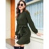 Women's  Knit Sweater Bodycon Dress Long Sleeve O Neck Midi Dress with Belt - 4 of 4