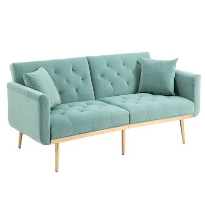 NicBex Teddy Fabric Loveseat Sofa Modern Upholstered Sofa Couch with Suft Cushion and Metal Legs for Bedroom,Living Room,Mint Green