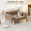 Mewoofun Pet Beds Cat Couch and Indoor Pet Sofa, Wooden Elevated with Removable Mattress Cover, Suitable for Kitty or Puppy, Brown, 22"*17.7"*10.6" - 3 of 4