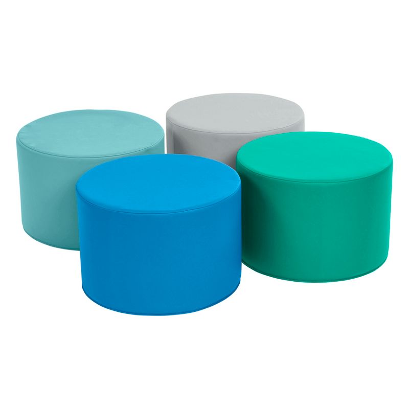 ECR4Kids SoftZone Round Foam Ottoman, Flexible Seating, 12in Seat Height, 4-Piece, 1 of 12