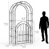 COZONY Garden Trellis Wedding Arch with Gate, Romantic Metal Arbor for Climbing Roses Backyard Patio Ceremonies - 2 of 4
