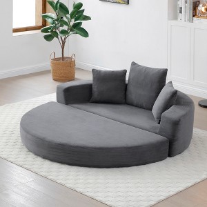 Queen-Size Corduroy Convertible Adjustable Futon Sofa Couch Bed with Multi-Functional Design - 1 of 4