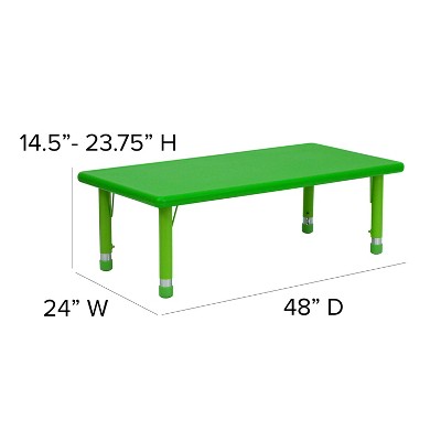 Goddard Rectangular Green Plastic Adjustable Kids Activity Table 24"x48"