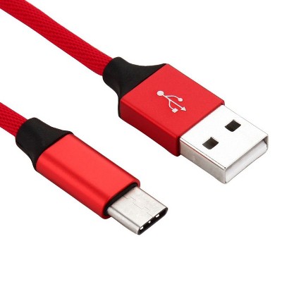 USB Type-C Braided Data Cable 3FT, Red