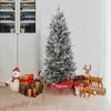 COZONY Flocked Artificial Christmas Tree, Slim Pre-Lit Snow Pine Xmas Tree with Metal Stand, Realistic Branches for Indoor Outdoor Holiday Home Decor - 3 of 4