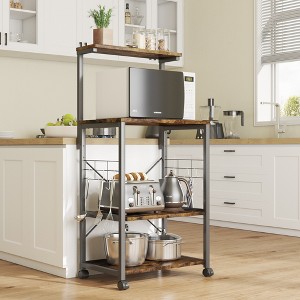 Bestier 4 Tier Kitchen Baker'S Rack Storage Shelf Microwave Stand Cart On Wheels - 1 of 4