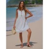 EXLURA Women's Summer Spring Pleated Tie Front Mini Dress Casual Beach Sundress 2025 Vacation Bow Sleeveless Loose Dresses - 4 of 4