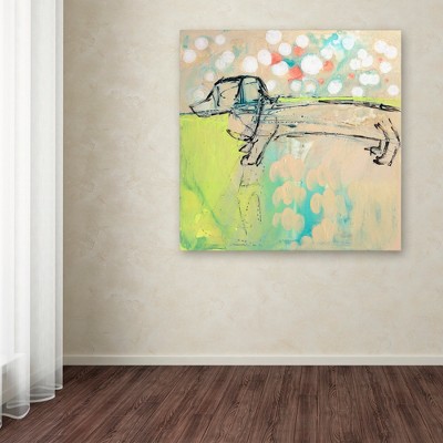 Pastel Dachshund Line Drawing Canvas Print 15'' x 20''