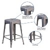 Emma and Oliver 24"H Backless Clear Coated Metal Indoor Barstool with Square Seat - image 3 of 4