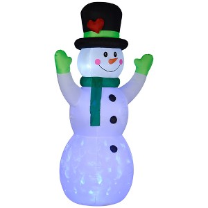 10FT Christmas Inflatables Cheerful Snowman in Black Hat, Blow Up Outdoor Christmas Decorations with LED Yard Display - 1 of 4