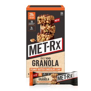 Met-Rx 28g Protein Meal Replacement Bar - Big 100 Granola Peanut Butter Chocolate Chip - 4ct - 1 of 3
