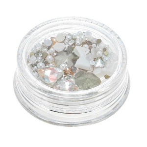 Unique Bargains Women's Fashion Rhinestone Nail Supplies Clear White 1 Set - 1 of 4