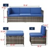 4 Pieces Wide Outdoor Rattan Sectional Sofa with Cushions - Small Patio Wicker Furniture,PE Rattan Sectional Sofa Set with,Tempered Glass Desktop - 3 of 4