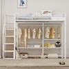 NicBex Twin Size Loft Bed Metal Bed Frame with Wardrobe, Storage Shelves, Stairs and Full Length Guardrail, No Box Spring Required - 2 of 4