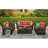 6pc Wicker Outdoor Conversation Set with Cushions - Orange - EDYO LIVING: Resin Rattan, Polyester Foam - 3 of 4