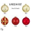 16pc Glittery Red and Gold Christmas Ornament Bauble Set, Elegant and Sophisticated Holiday Bundle| OrnamentallyYou - 3 of 4