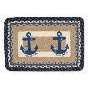 Earth Rugs Navy Anchor Printed Oblong Placemat 13"x19" – Nautical Coastal Table Mat - 1 of 3
