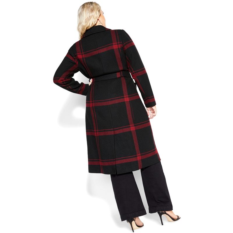 Women's Plus Size Checkmate Coat - ruby | CITY CHIC, 4 of 7