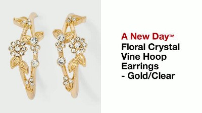 Floral Crystal Vine Hoop Earrings - A New Day™ Gold/Clear : Target