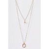 Slickblue Women's Necklace, Gold Double Link Chain with Circle Accent and Tear-Drop Pearl Charm, 17"-24" - 2 of 2