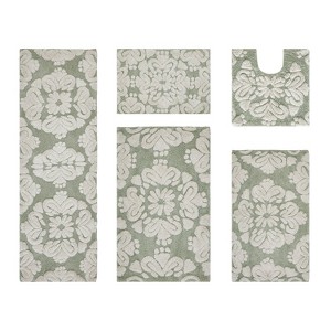 Medallion Collection 5 Piece 100% Cotton Tufted Bathroom Rug Set  with Non-Slip Backing, Machine Washable, Tumble Dry Bath Mat - 1 of 4