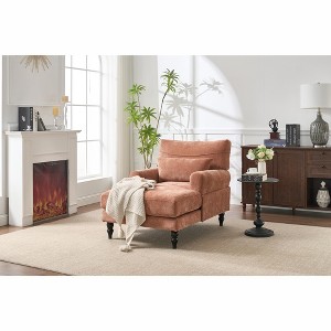 Lyngins Modern Chaise Lounge Recliner Chair with Upholstered Back,Leisure Sofa Sleeper Chair for Living Room,Bedroom - 1 of 4