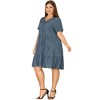 Agnes Orinda Women's Plus Size Tiered V Neck Short Sleeve Summer Casual Buttons Dresses - 3 of 4