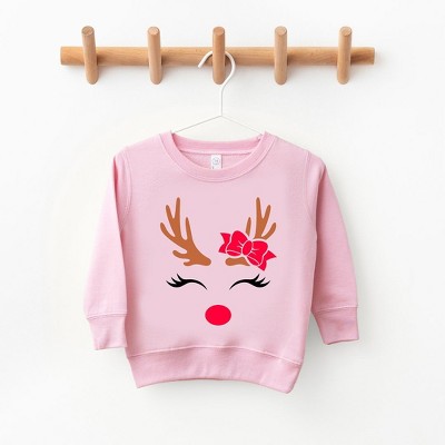The Juniper Shop Reindeer Girl Toddler Graphic Sweatshirt - 5/6 - Pink
