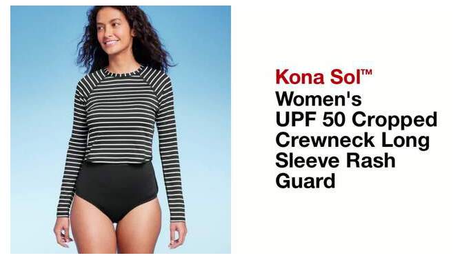 Women's UPF 50 Cropped Crewneck Long Sleeve Rash Guard - Kona Sol™, 2 of 6, play video