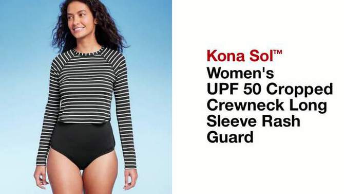 Women's UPF 50 Cropped Crewneck Long Sleeve Rash Guard - Kona Sol™, 2 of 6, play video