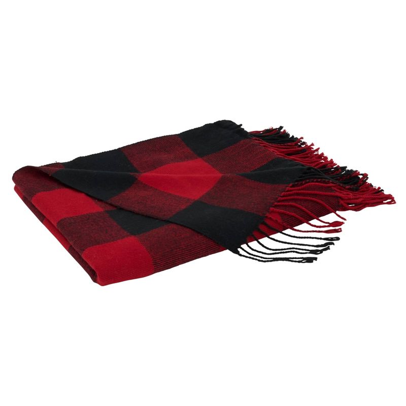 Buffalo Plaid Check Pattern with Tassel Trim Throw Blanket - Saro Lifestyle, 3 of 5