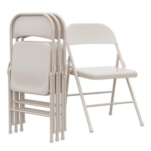 Folding Chairs Set of 4 - Metal Chairs, Hold Up to 350 Pounds, Foldable for Outside & Indoor Use - 1 of 4