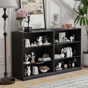 2-Piece Modern Minimalist Doorless Wood Grain Cabinet with 3-Layer Shelves - 1 of 2