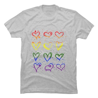Adult Design By Humans Rainbow Pride Hearts By Classmates T-Shirt
