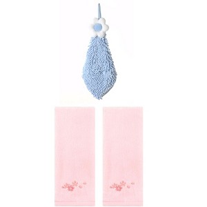REGALWOVEN 3 Pcs Bathroom Home Decor Cotton Soft Absorbent Floral Hand Towel - 1 of 4